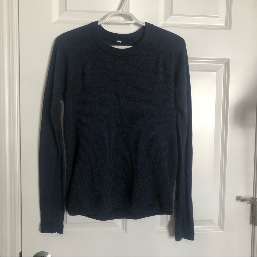 Lululemon Navy Blue Wool Crewneck Sweater